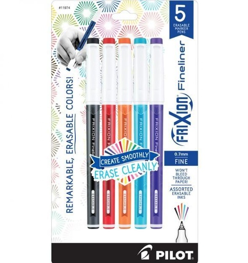 [PL-11974] Pilot Frixion Fineliner Pens, 5 Pack 