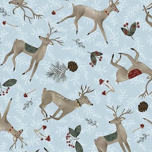 [BLAN-3364-11] Glad Tidings We Bring Tossed Deer Light Blue By Laura Konyndyk For Blank Quilting 