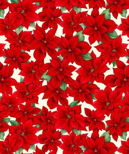 [WP-33892-137] Cardinal Cozy Packed Poinsettias Cream By Nancy Mink For Wilmington Prints 