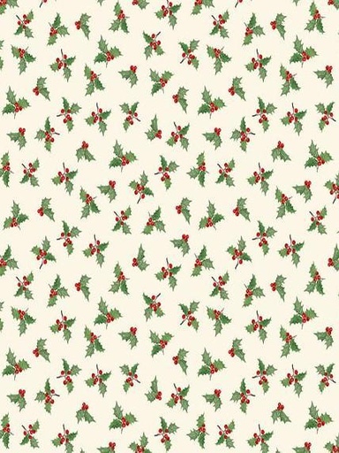 [WP-33894-173] Cardinal Cozy Holly Toss Cream By Nancy Mink For Wilmington Prints