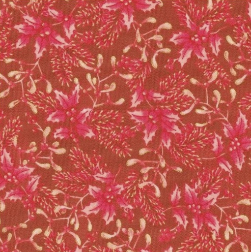 [KAF-22290-113] Holiday Flourish-Festive Finery Cranberry Sprigs Cranberry From Robert Kaufman