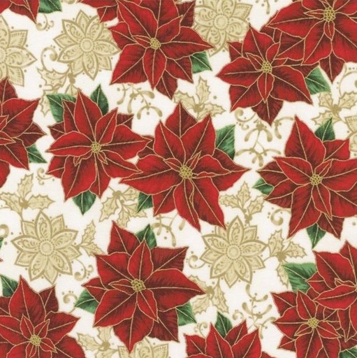 [KAF-22288-84] Holiday Flourish-Festive Finery Poinsettia Cream From Robert Kaufman