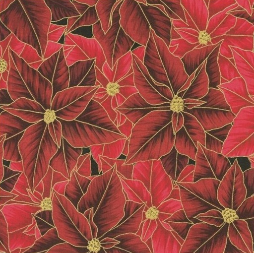 [KAF-22285-113] Holiday Flourish-Festive Finery Packed Poinsettias Cranberry From Robert Kaufman