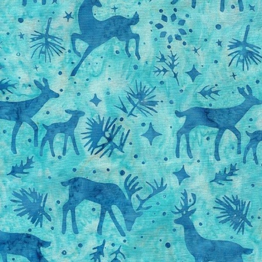 [IB-12232-6915] Peppermint Sprinkles Batik Deer Teal Sea Glass From Island Batik 