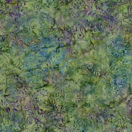 [WP-22276-764] Mystic Vineyard Batik Paisley Green and Purple from Wilmington Prints