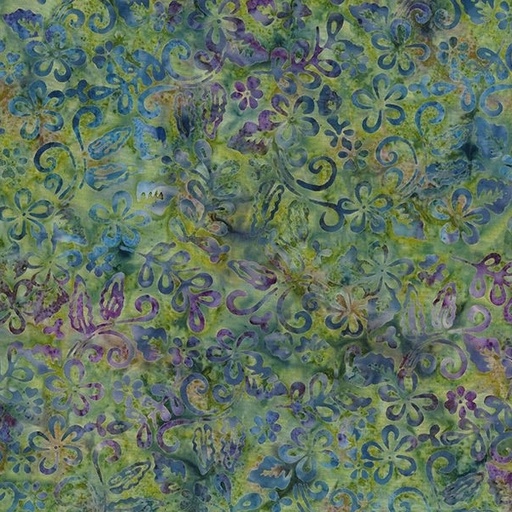 [WP-22278-764] Mystic Vineyard Batik Plumeria Green from Wilmington Prints