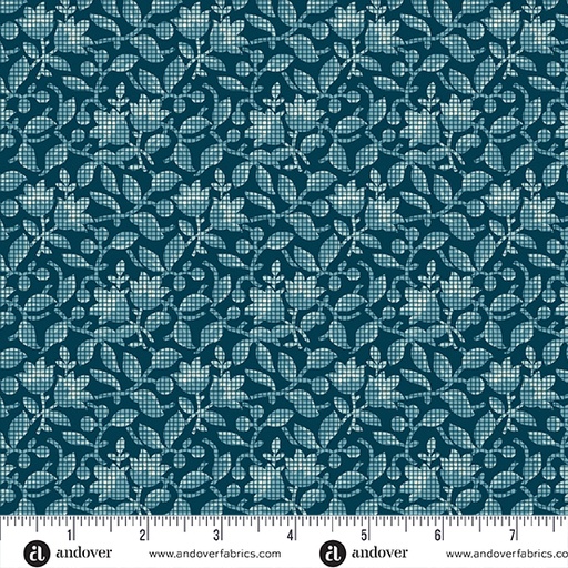 [AND-1168-B] Beach House Bougainvillea Blue by Edyta Sitar of Laundry Basket Quilts for Andover Fabrics