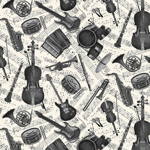 [TTR-3093-CRM] Sonata Instruments & Music Notes Cream from Timeless Treasures Fabrics