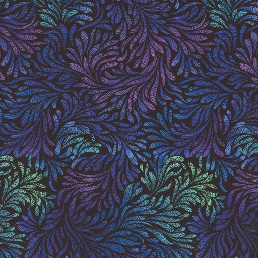 [TTR-3039-BLUE] Wildcat Swirly Leaves Blue by Chong A Hwang for Timeless Treasures