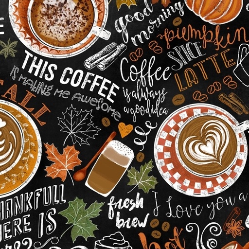 [TTR-C7034-PSL] Pumpkin Spice Pumpkin Spice Latte Harvest Black from Timeless Treasures
