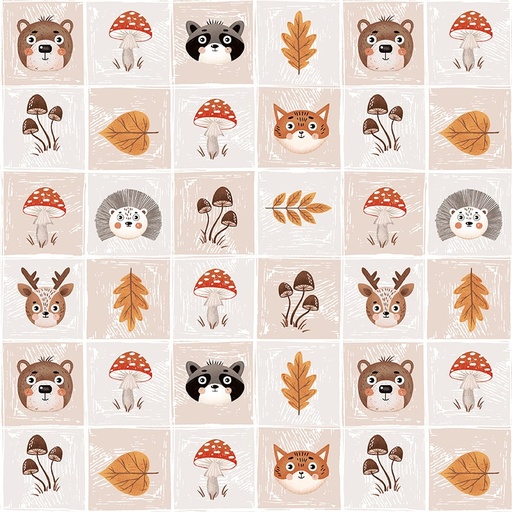 [BLAN-3487-44] Cheerful Cheeks Patchwork Ecru by Lena Anisimova for Blank Quilting