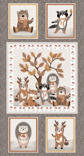 [BLAN-3491P-93] Cheerful Cheeks Panel Willow Grey by Lena Anisimova for Blank Quilting