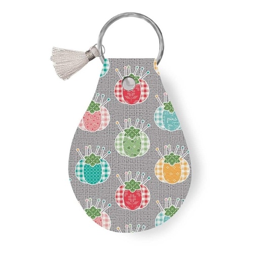 [RB-STLR-37638] My Happy Place Pincushions Leather Circle Keychain by Lori Holt for Riley Blake Designs