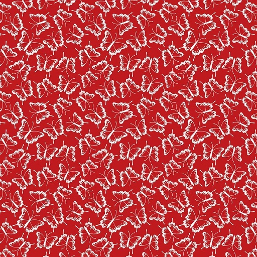 [TTR-3103-Red] Garden Redwork Packed Butterflies Red from Timeless Treasures