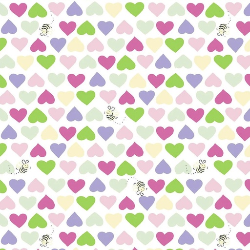 [COW-20208-520] Hearts & Bees Pink from Clothworks