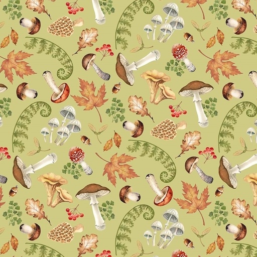 [NOR-27512-74] Wild Harvest Forest Finds Green by Deborah Edwards for Northcott Fabrics