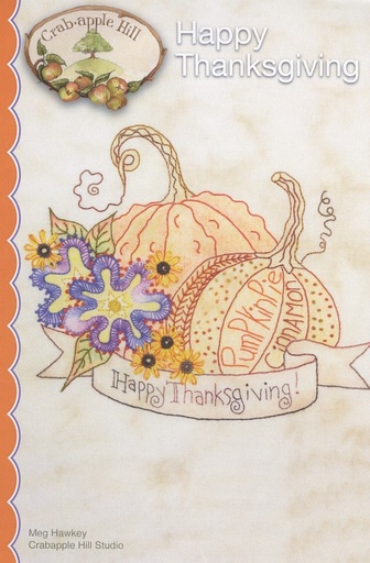 [CAH-341] Happy Thanksgiving Embroidery Pattern from Crabapple Hill Studio