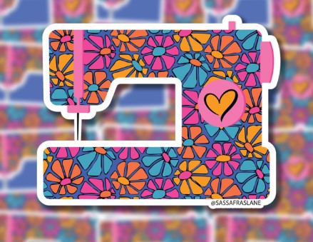 [SAS-STICK-MAC] Daisy Sewing Machine Sticker from Sassafras Lane Designs