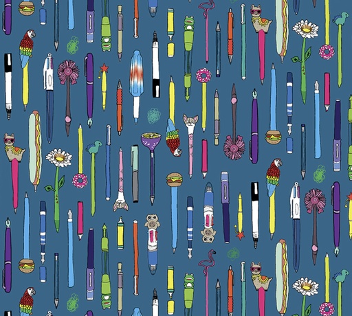 [WF-54235-5] Pen Pals Collection Bluerazz by Heather Givens for Windham Fabrics