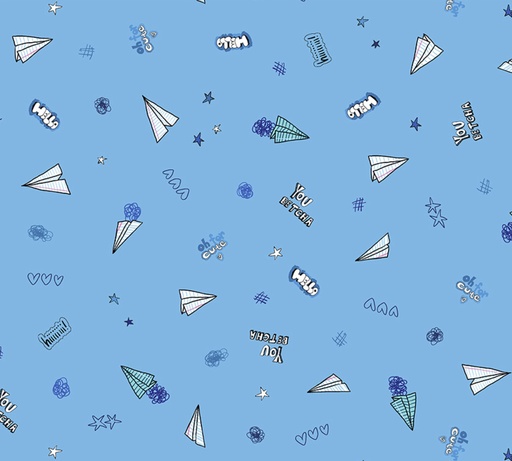 [WF-54237-16] Pen Pals Sky Doodle Azure by Heather Givens for Windham Fabrics