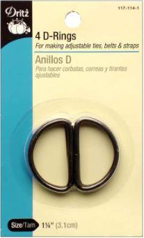 [DRI-117-1 1/4B] Dritz D-Rings, 1-1/4" Black, 4 ct.