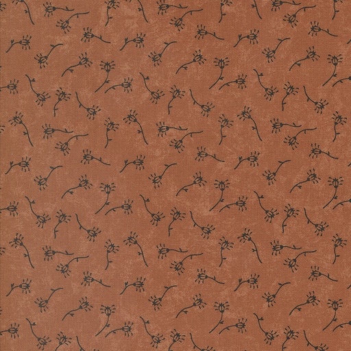 [MOD-9765-17] Daisy Lane Black Floral Pattern on Brown by Kansas Troubles for Moda 9765-17