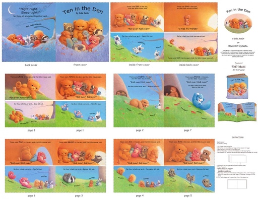 [ES-7307MULTI] Ten in the Den Soft Book Panel by John Butler for Elizabeth's Studio