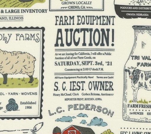 [MOD-20902-11] Farmstead Vintage Farm Advertisements Porcelain by Stacy Iest Hsu for Moda Fabrics