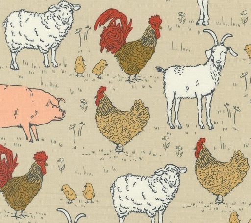 [MOD-20903-12] Farmstead Animal Farm Linen by Stacy Iest Hsu for Moda Fabrics