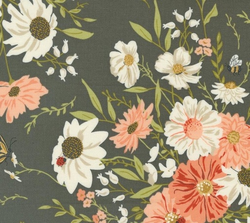 [MOD-20900-16] Farmstead Farm Fresh Flowers Charcoal by Stacy Iest Hsu for Moda Fabrics