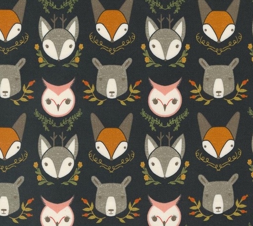 [MOD-48392-21] Woodland Wonder Bobble Heads Midnight by Gingiber for Moda Fabrics