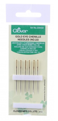 [CLOV-234-22] Clover Gold Eye Chenille Needles Size 22