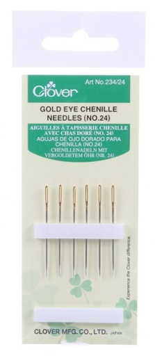 [CLOV-234-24] Clover Gold Eye Chenille Needles Size 24