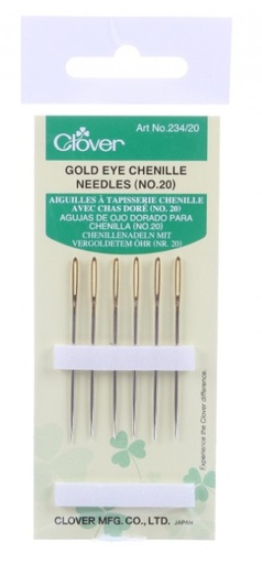 [CLOV-234-20] Clover Gold Eye Chenille Needles Size 20