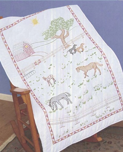 [JD-940-453] LAP QUILT FIELD OF HORSES