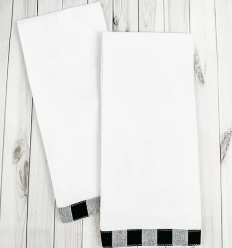 [AAB-598-WS] Vintage Gingham Black Trim  Dishtowel
