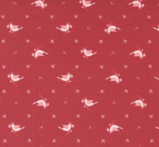 [MOD-3053-15] Hollyhocks and Roses Early Bird Geranium Red by Bunny Hill Designs for Moda Fabrics