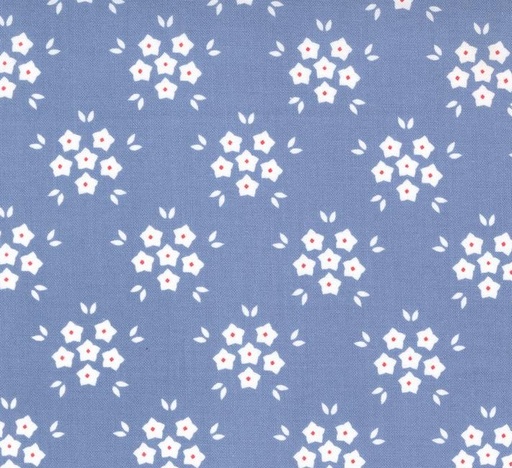 [MOD-3055-15] Hollyhocks and Roses Flower Puffs Bluebell by Bunny Hill Designs for Moda Fabrics