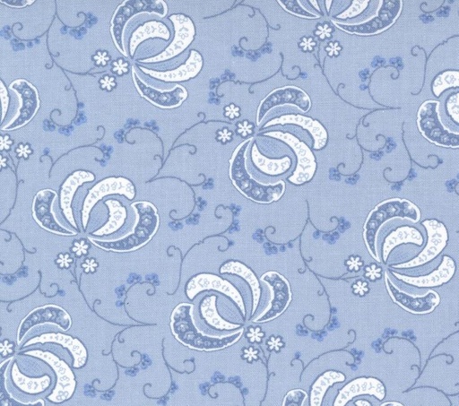 [MOD-3051-13] Hollyhocks and Roses Blooms Florals Sky by Bunny Hill Designs for Moda Fabrics