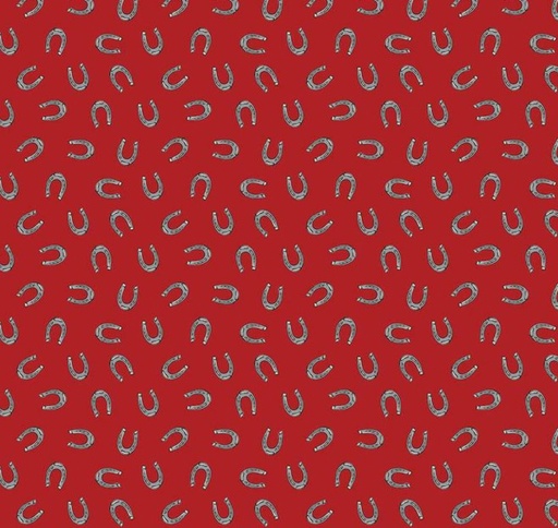 [RB-15497-RED] Cowboys Horseshoes Barn Red by Echo Park Paper Co for Riley Blake Deisgns