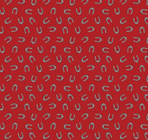 [RB-15497-RED] Cowboys Horseshoes Barn Red by Echo Park Paper Co for Riley Blake Deisgns