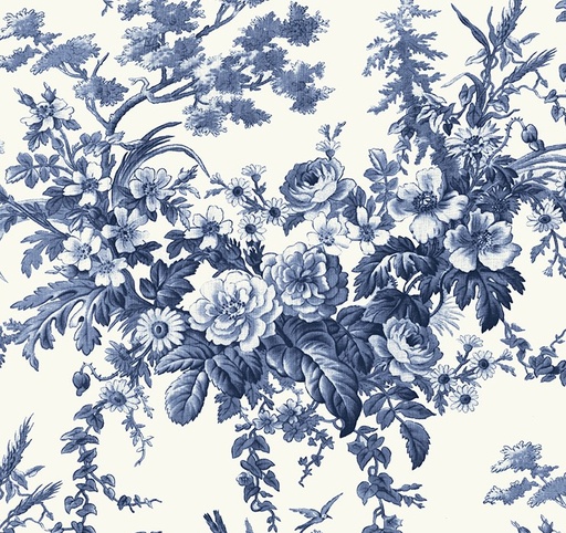 [WF-54366-1] Jasper Blue Blue Bird Sanctuary Ivory by Whistler Studios for Windham Fabrics