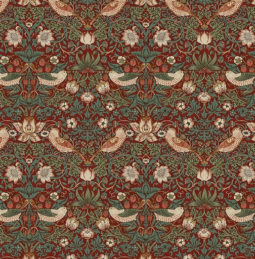 [FR-PWWM002.WINE] The Cotswold Holiday Collection Mini Strawberry Thief Wine by The Original Morris & Co for FreeSpirit Fabrics