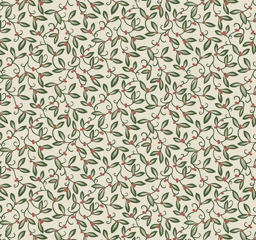 [FR-PWWM095.CRM] The Cotswold Holiday Collection Mistletoe Cream by The Original Morris & Co for FreeSpirit Fabrics