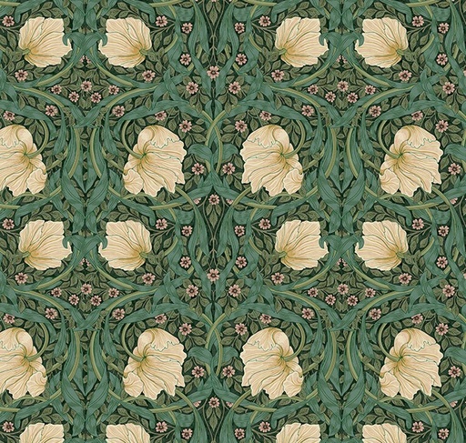 [FR-PWWM079.GRN] The Cotswold Holiday Collection Small Pimpernel Green by The Original Morris & Co for FreeSpirit Fabrics