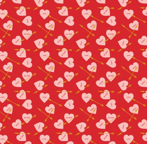 [RB-15502-RED] Sweetheart Heart Arrows Red Sparkle by My Mind's Eye for Riley Blake Designs