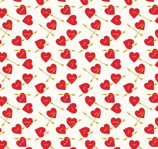 [RB-15502-CRM] Sweetheart Heart Arrows Cream Sparkle by My Mind's Eye for Riley Blake Designs