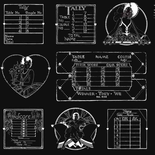 [RB-15384-BLK] Take Heart Tally Card Linework Black by J. Wecker Frisch for Riley Blake Designs