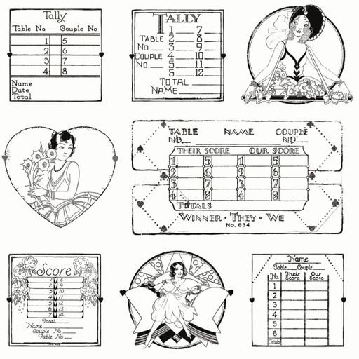 [RB-15384-WHT] Take Heart Tally Card Linework White by J. Wecker Frisch for Riley Blake Designs