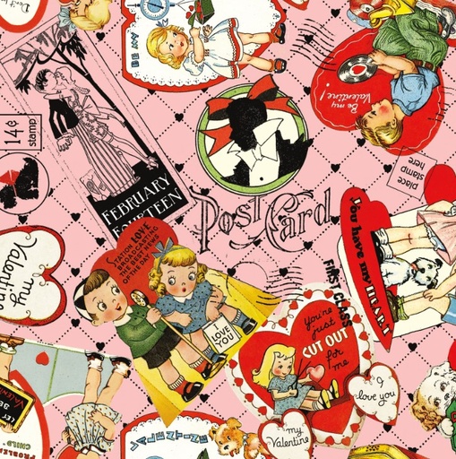 [RB-15383-PINK] Take Heart Valentine Card Toss Pink by J. Wecker Frisch for Riley Blake Designs